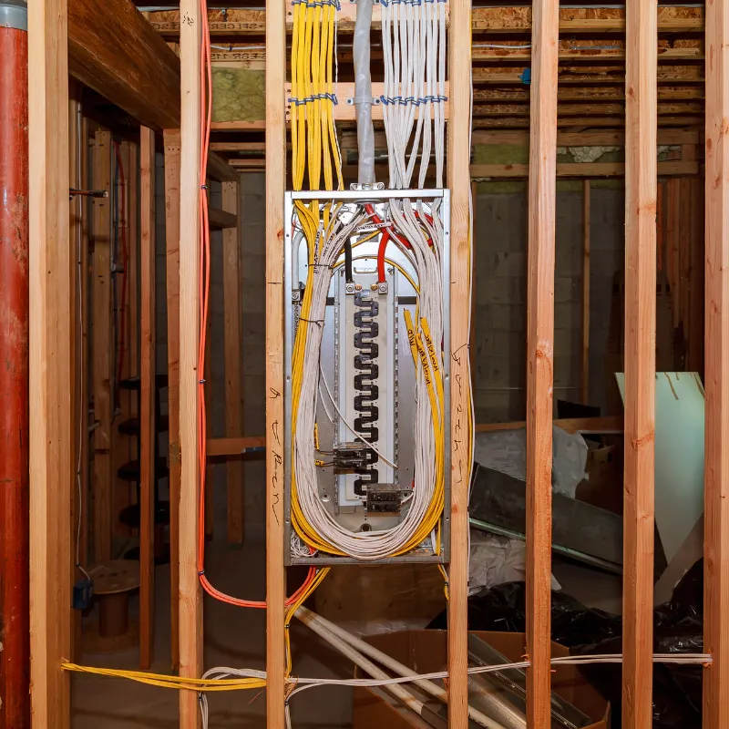 New construction wiring run to a main electrical panel